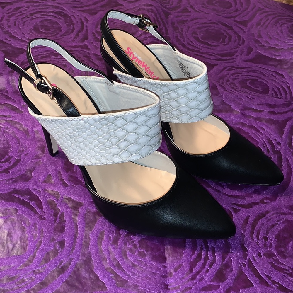 Stylewatch for Justfab “Tyley” heels, GUC, size 7.5